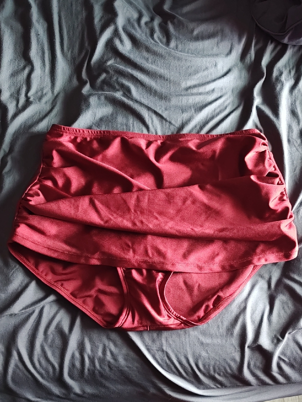 High-Waist Foldover Swim Bottoms in Deep Red